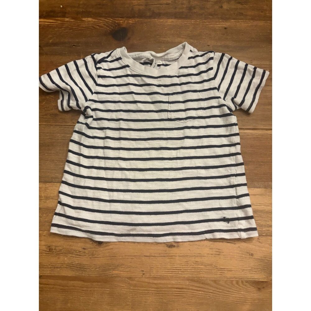 Janie and Jack 3T Navy White Striped Cotton Pocket T-Shirt